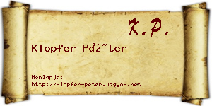 Klopfer Péter névjegykártya