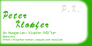 peter klopfer business card
